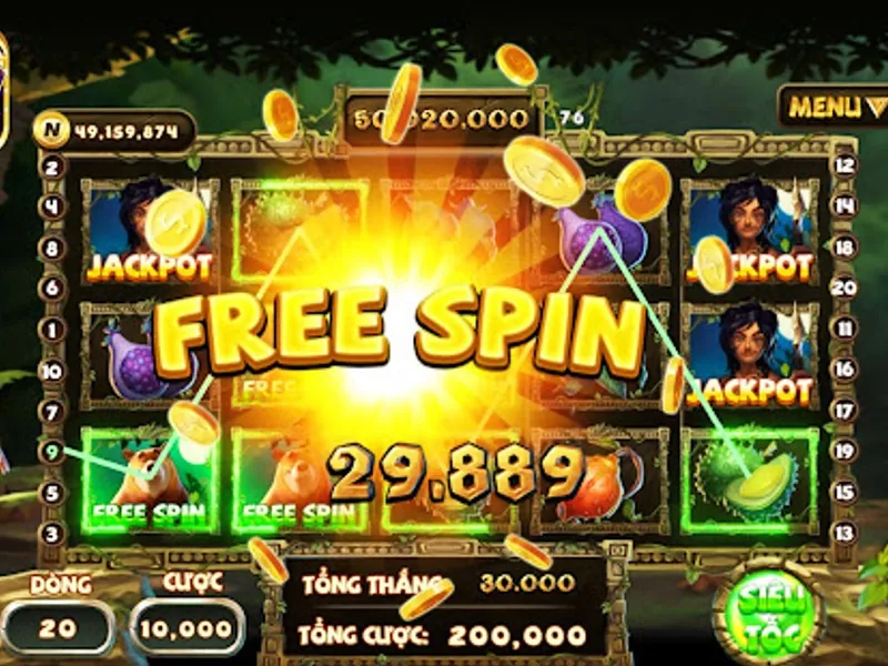 Hình ảnh vòng quay miễn phí và biểu tượng jackpot, thể hiện cơ hội thắng lớn